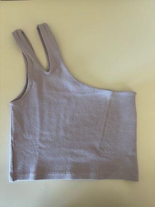 Top Mango Morado Asimétrico