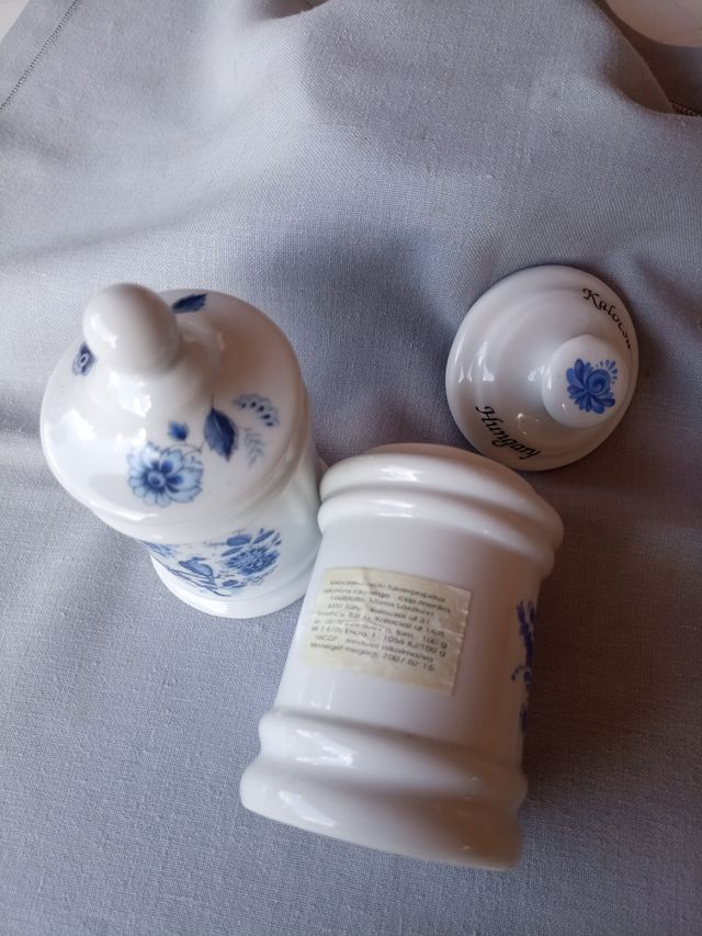 2 Tarros Farmacia Porcelana Azul/Blanco