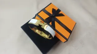 Brazalete Hermès Acero Chapado Oro 18k Blanco