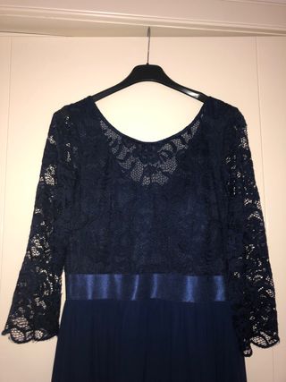 Abito da sera blu con pizzo