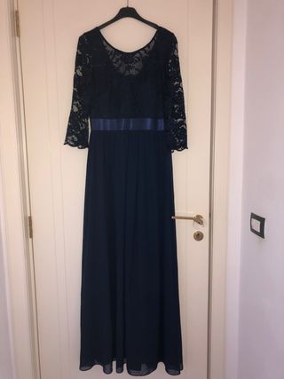 Abito da sera blu con pizzo