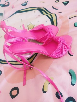 Sandalias tacón aguja Primark fucsia talla 37
