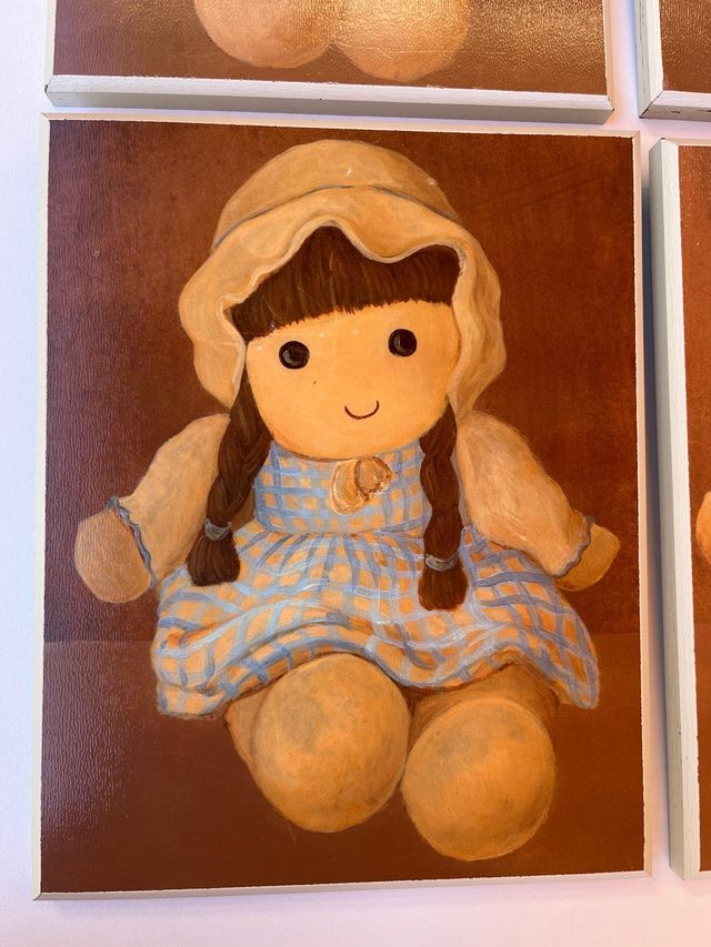 Set 4 Cuadros Decorativos Muñecas Madera