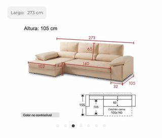 Sofá cama esquinero 2 plaza + chaise longe