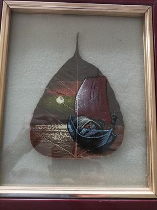 Quadro artistico su foglia dipinta a mano