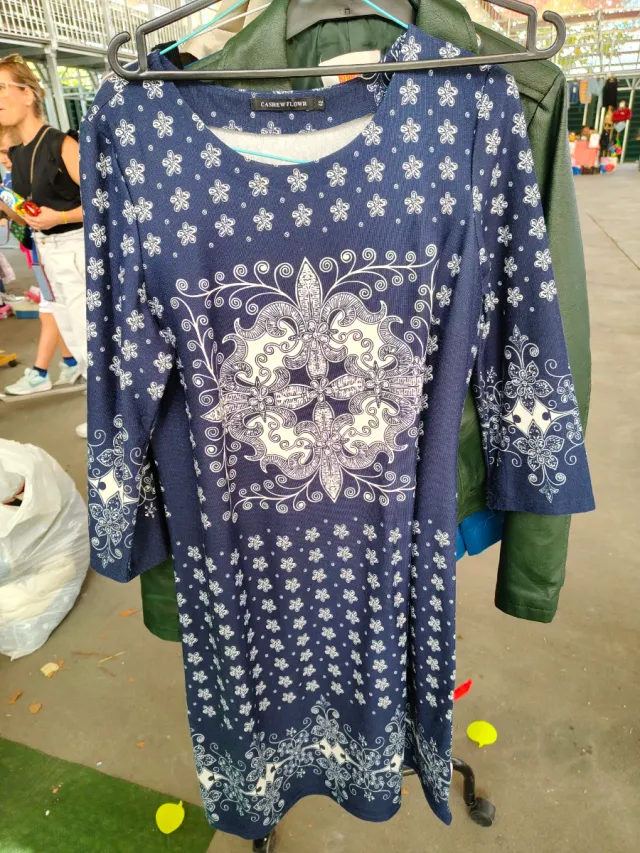 Vestido CASHEW FLOWER azul y blanco talla 42