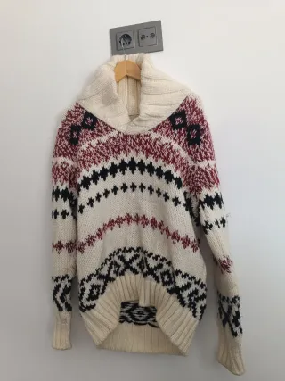 Jersey Lana Hombre Cuello Alto Patrón Étnico XL