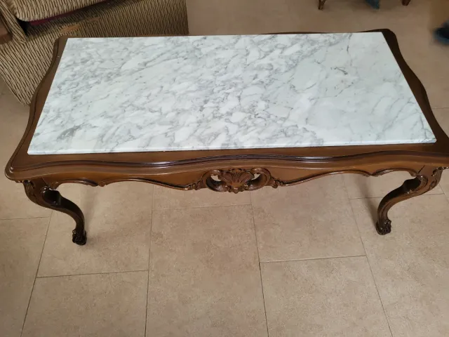 Mesa vintage mármol y madera