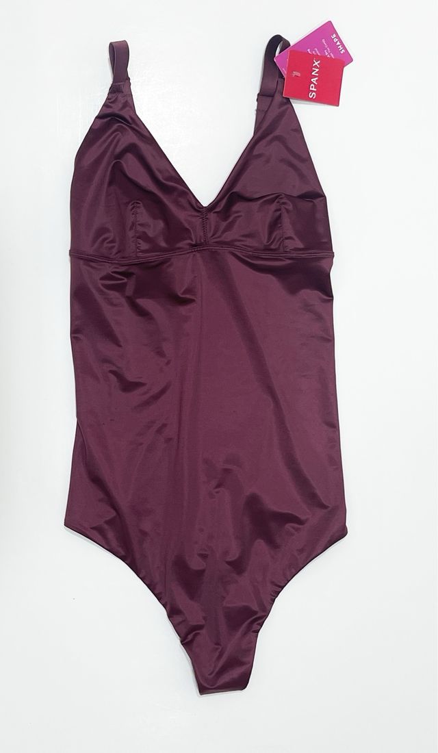 SPANX Body tanga en satén granate