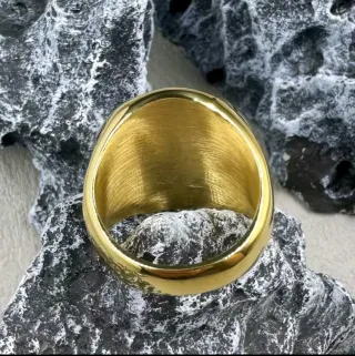 Anillo Acero Dorado Hombre Cruz Templaria