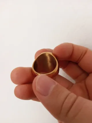 Anillo Acero Dorado Hombre Cruz Templaria