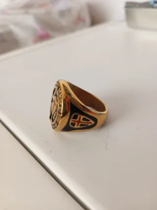 Anillo Acero Dorado Hombre Cruz Templaria