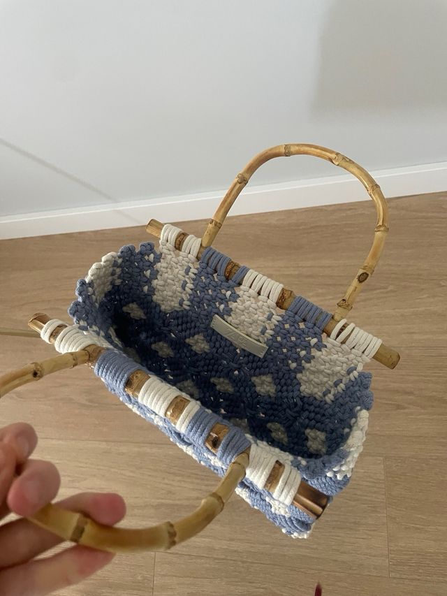 Bolso Macramé con Asas de Bambú