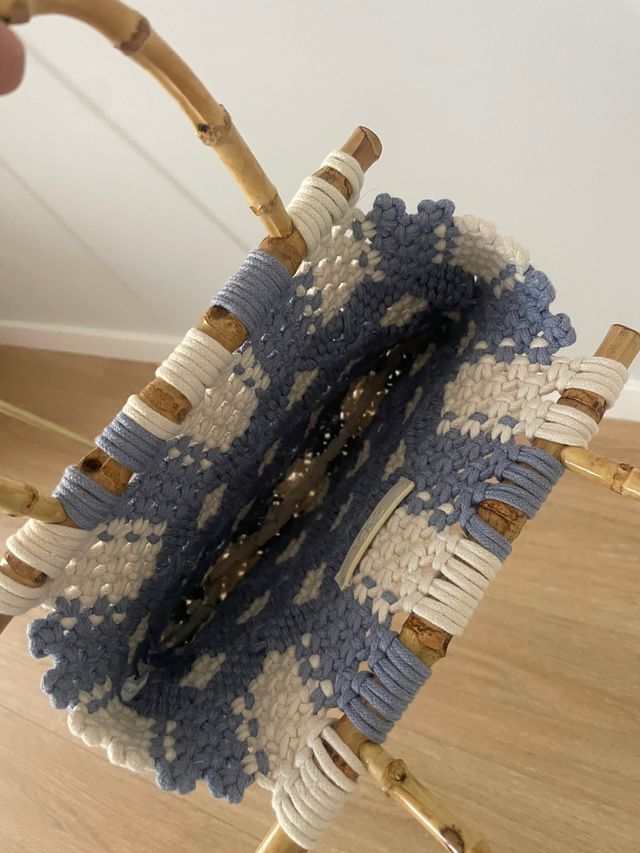 Bolso Macramé con Asas de Bambú