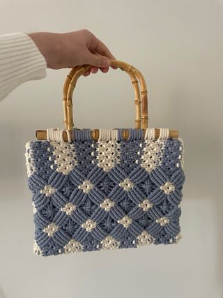 Bolso Macramé con Asas de Bambú