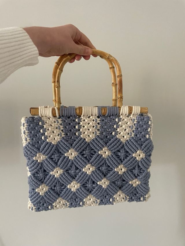 Bolso Macramé con Asas de Bambú