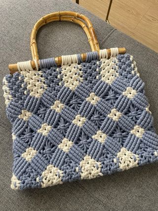 Bolso Macramé con Asas de Bambú