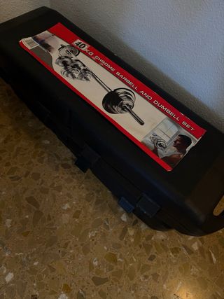Barra y Mancuernas Cromadas 2 cajas de 80kg