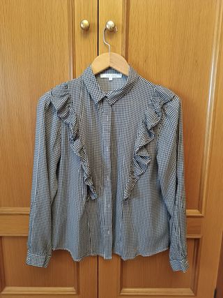 Camisa de Cuadros Mujer con volantes