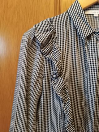 Camisa de Cuadros Mujer con volantes