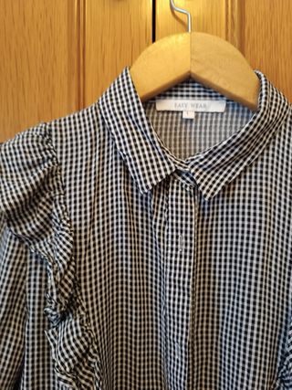 Camisa de Cuadros Mujer con volantes