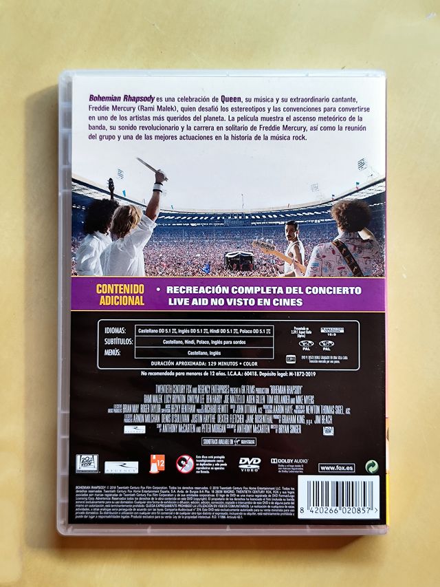 Película DVD Bohemian Rhapsody Queen