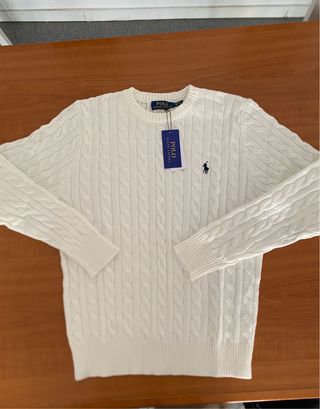 Jersey Polo Ralph Lauren Blanco Punto Trenzado