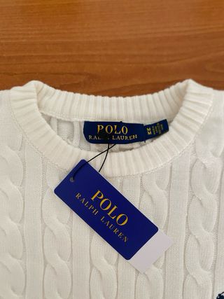 Jersey Polo Ralph Lauren Blanco Punto Trenzado