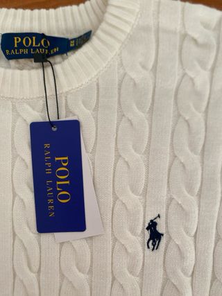 Jersey Polo Ralph Lauren Blanco Punto Trenzado