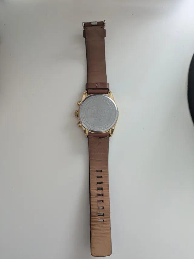 Lotus Reloj Elegante Correa Piel Dorado