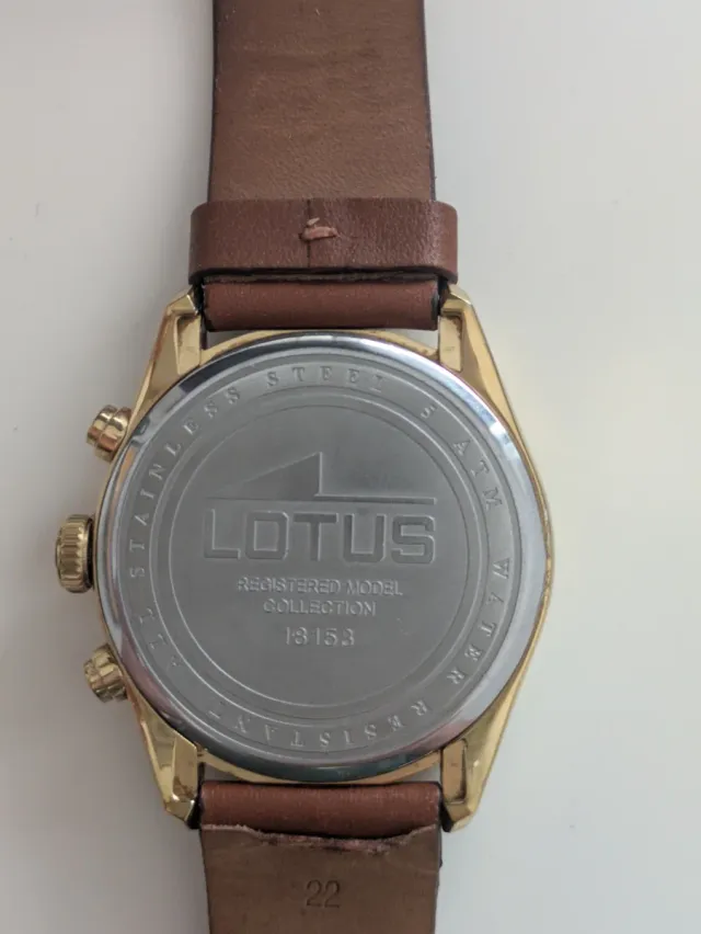 Lotus Reloj Elegante Correa Piel Dorado