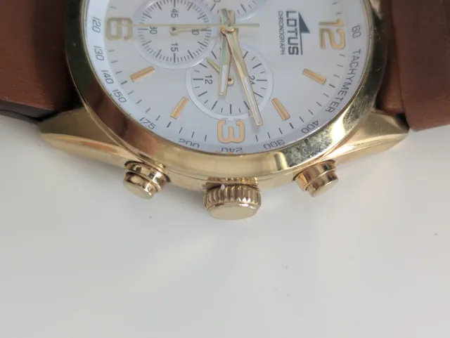 Lotus Reloj Elegante Correa Piel Dorado