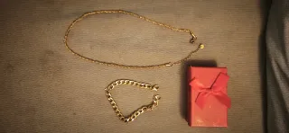 Conjunto collar y pulsera baño 18k