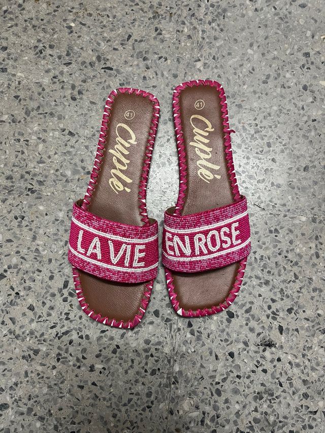 Sandalias Cuplé Mujer Talla 41 Rosas