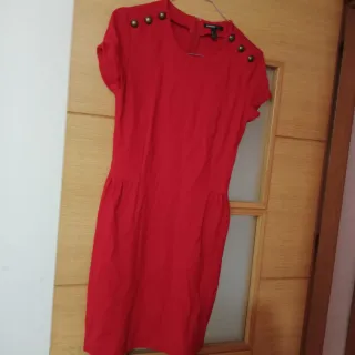 Vestido Mango Rojo Mujer Elegante