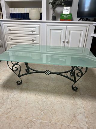 Mesa de centro forja y cristal