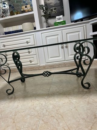 Mesa de centro forja y cristal