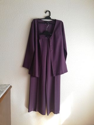conjunto traje camisa pantalon morado