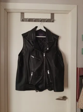 Chaleco Biker Piel Negro
