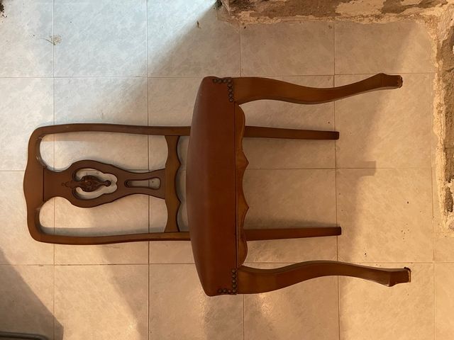 Juego 6 Sillas Madera Tapizadas Marrón