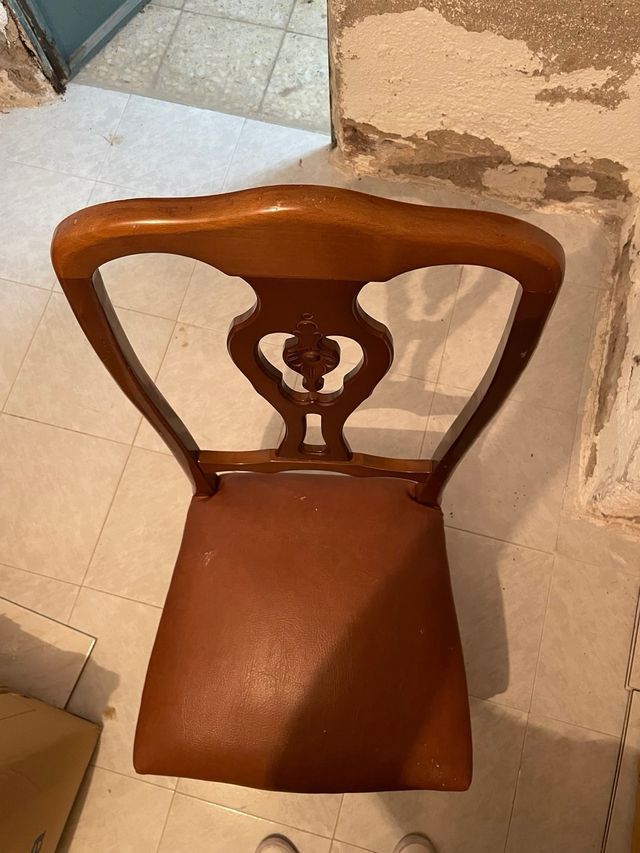 Juego 6 Sillas Madera Tapizadas Marrón