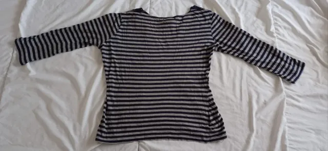 Top Mango Rayas Azul y Gris Talla M