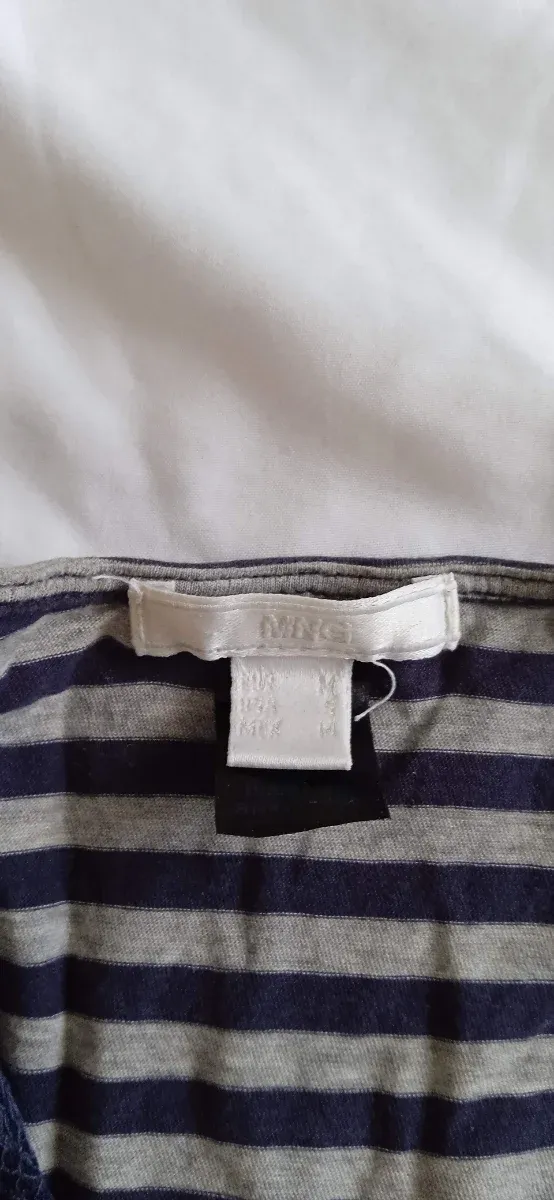 Top Mango Rayas Azul y Gris Talla M