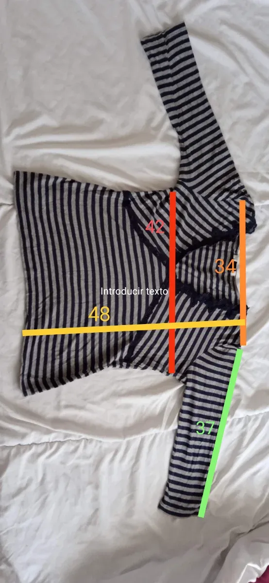 Top Mango Rayas Azul y Gris Talla M