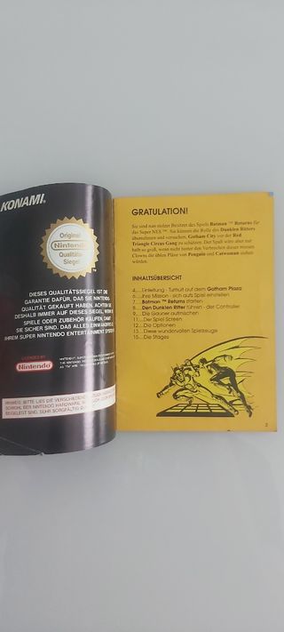 Manual Batman Returns PAL NOE snes original