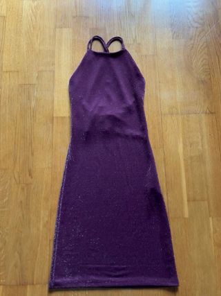 Vestido fiesta morado brillante Pull&Bear