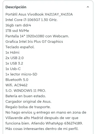 Pc portátil asus