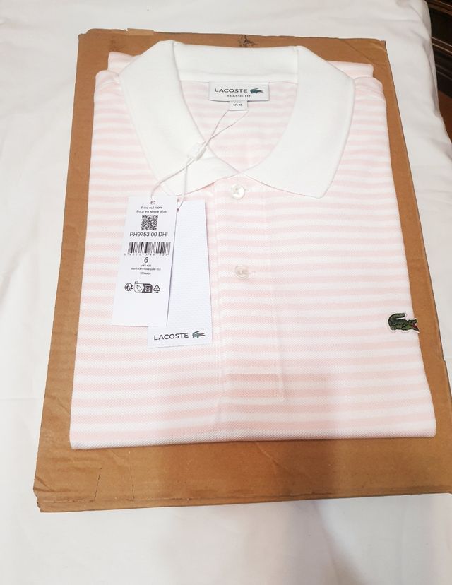 Polo Lacoste Rayas Rosas Talla XL