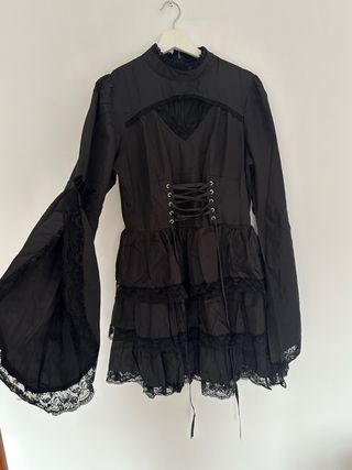 Disfraz Gótico Encaje Negro Talla Única