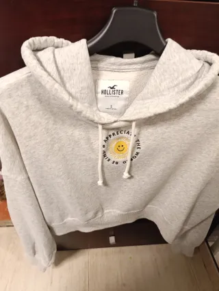 Sudadera Hollister corta gris talla S